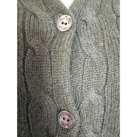 Ralph Lauren Black Label Cashmere Cable Knit Sweater Dress Button Front Green S - Picture 3 of 10